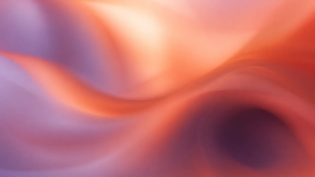Soft terracotta and salmon loops fading through dusty lilac and peach light.
